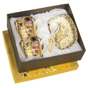 Klimt Csók és Életfa kávés csésze + alátét 2 db díszdobozban