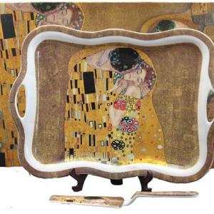 Klimt porcelán süteményes tál + torta lapát