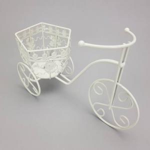 Kovácsoltvas hatszögletű virágtartós fém tricikli 30 cm
