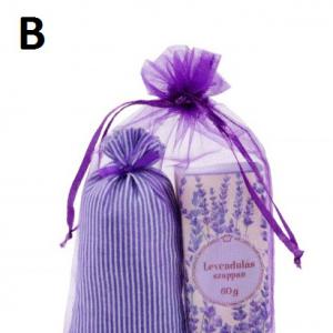 Levendula illatú fürdőkristály vagy szappan illatosító zsákkal, szettben