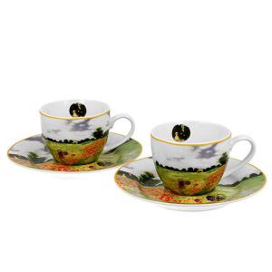 Monet, Pipacsmező kávés csésze + alátét 2 db díszdobozban