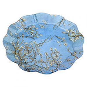 Van Gogh Mandulavirágzás vagy Íriszek hullámos kerek üvegtál - 30 cm