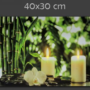Világító falikép orchidea vagy bambusz mintával, 40×30 cm méretben