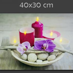 Világító falikép orchidea vagy bambusz mintával, 40×30 cm méretben