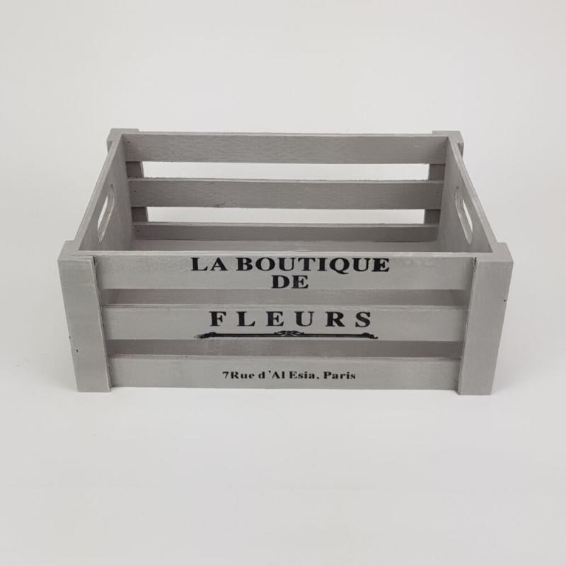 Fa dekor láda, szürke 34x24 cm