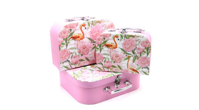 Flamingó mintás bőrönd szett, 3 db-os