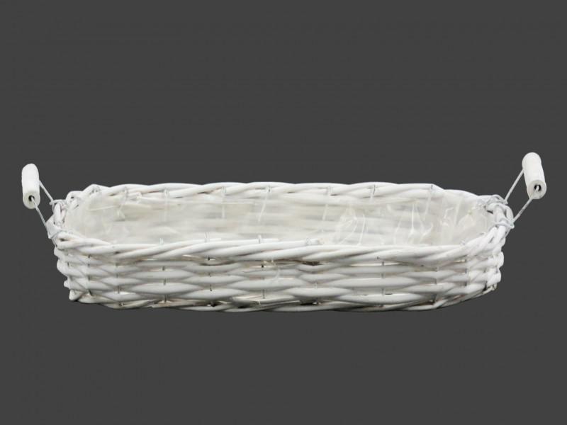 Fonott kosár ovál fanyeles 41x15x10 cm