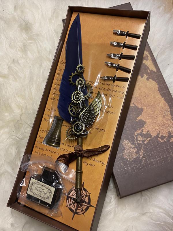 Kalligráfia ajándék szett díszdobozban, sötétkék