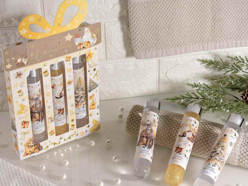 Karácsonyi ajándékkészlet 3 db tusfürdővel díszdobozban