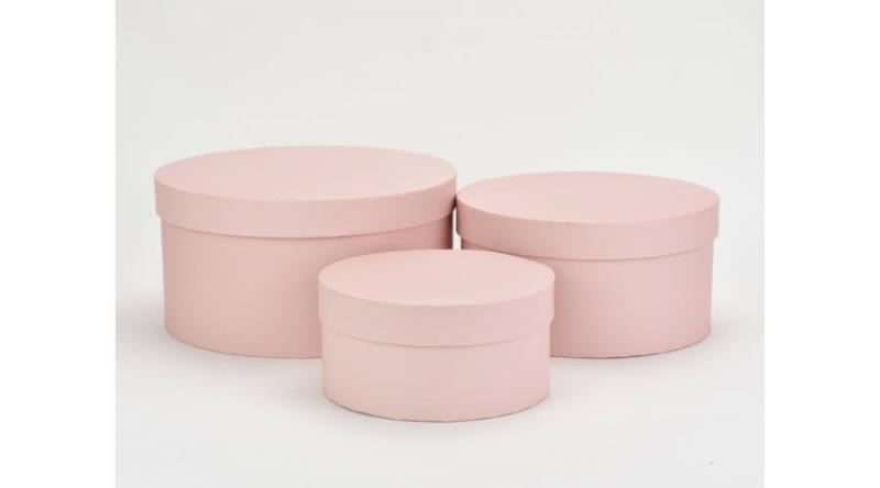 Kerek papírdoboz rózsazsín 3 db / szett