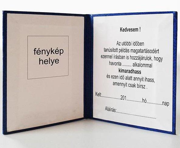 Kimaradási engedély vicces igazolvány