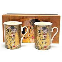 Klimt A csók bögre + kiskanál szett díszdobozban