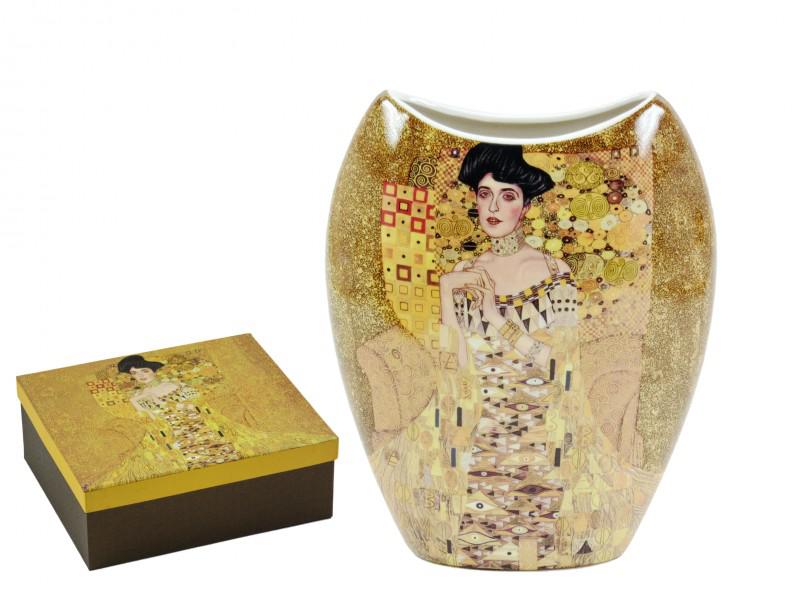 Klimt, A csók vagy Adele mintájú váza arany színben