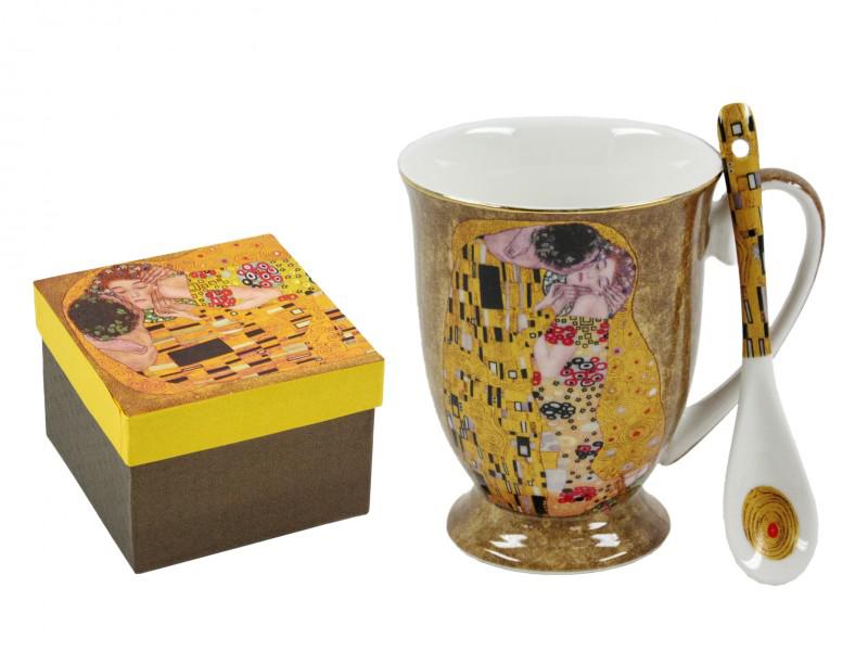Klimt A csók vagy Adele mintás bögre + kiskanál 2,8 dl díszdobozban