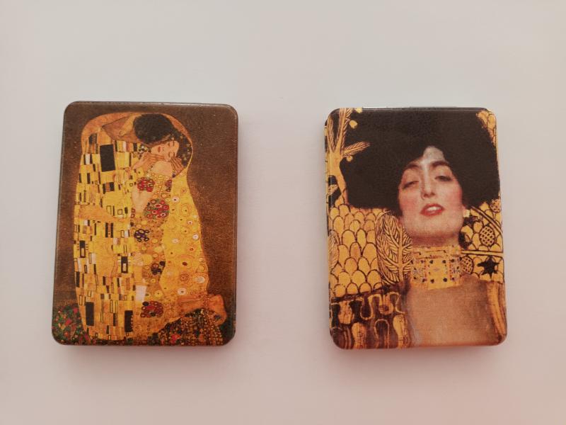 Klimt A csók vagy Adele mintás zsebtükör, kétoldalas