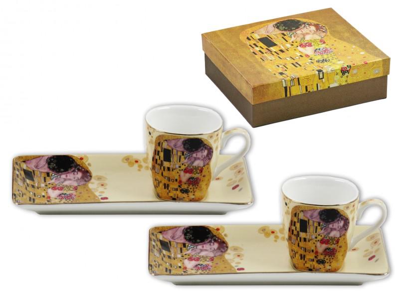 Klimt arany kávés csésze + alátét 2 db díszdobozban, új mintával