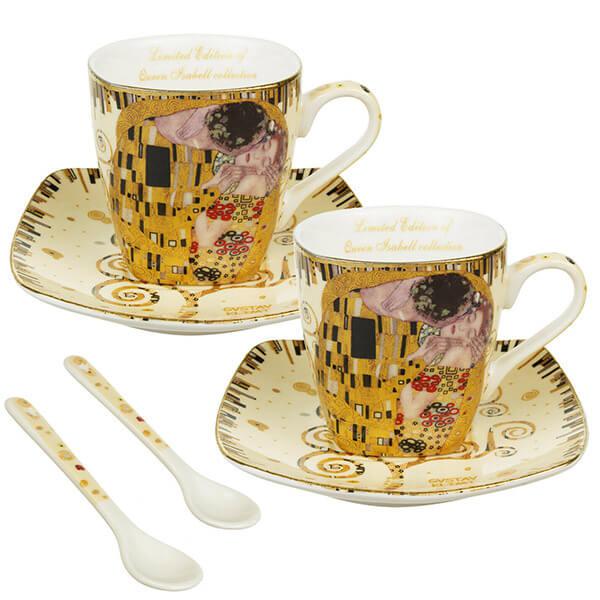 Klimt Csók és Életfa kávés csésze + alátét 2 db díszdobozban