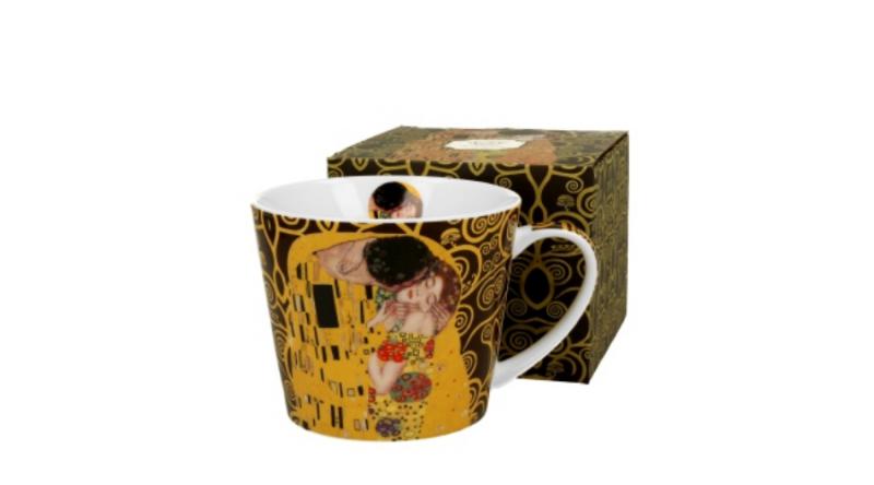 Klimt porcelán bögre 600 ml, díszdobozban, Életfa, Csók mintával