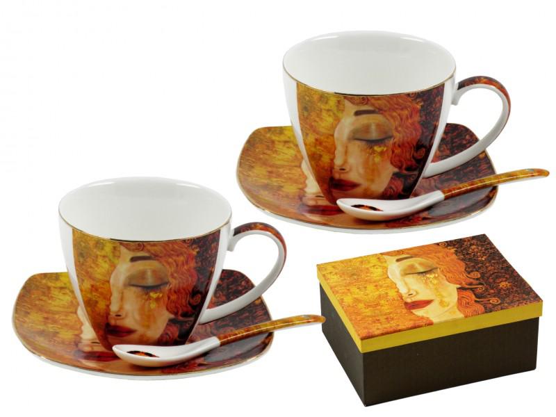 Klimt teás csésze + alátét + kiskanál 2 db-os szett díszdobozban