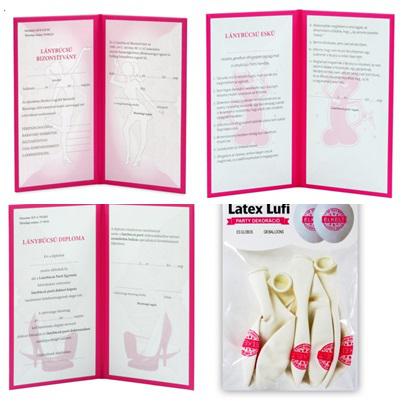 Leánybúcsúra választható diploma/eskü/bizonyítvány + 5 db lufi