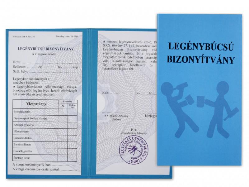 Legénybúcsúra választható eskü vagy bizonyítvány