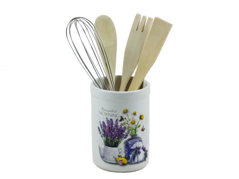 Levendula kerámia fakanáltartó eszközökkel