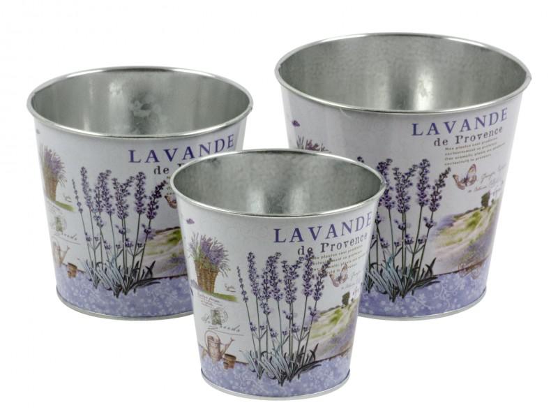 Levendulás 3 db-os fém kaspó szett