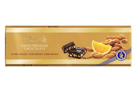 Lindt 300 gr prémium ét vagy tejcsokoládé naranccsal, mandulával