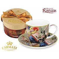 Renoir, Hölgy cicával - porcelán csésze aljjal díszdobozban - CARMANI