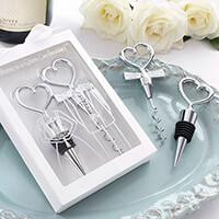 Szív alakú boros szett dugóval és dugóhúzóval