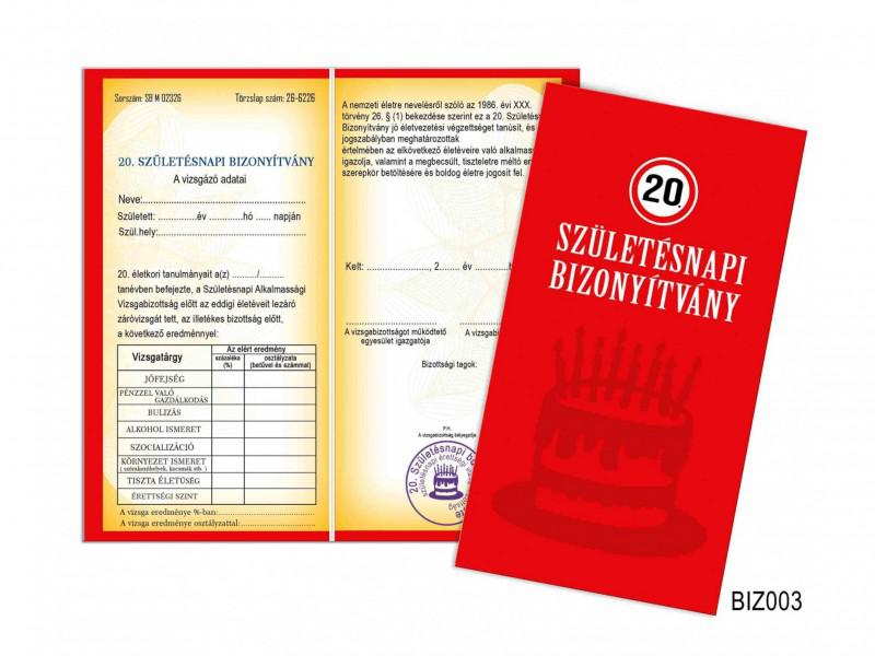 Születésnapi vicces bizonyítvány 18, 20, 30, 40, 60, 70, 80 évesnek