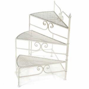 3 lépcsős, polcos fém virág állvány