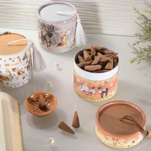 30 darabos karácsonyi füstölőkúp készlet kerámia tartóval