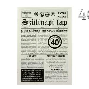 40. Születésnapi vicces újság 8 oldalas 16x23 cm