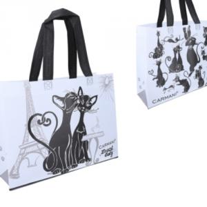 Cica, macska mintás műanyag táska - kétoldalas