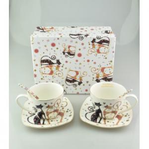 Cicás, macskás páros bögre díszdobozban