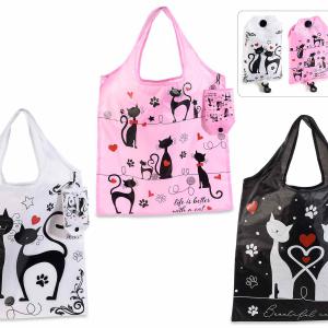 Cicás poliészter bevásárlótáska, 3 féle