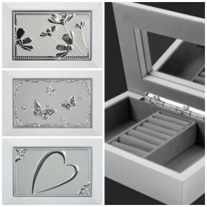Ékszertartó doboz tükörrel - 3 féle mintával 13×18 cm