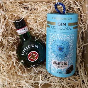 Karácsonyi Unicum ajándékbox Gines csokoládéval