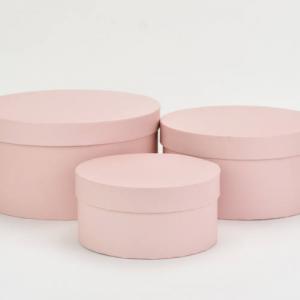 Kerek papírdoboz rózsazsín 3 db / szett