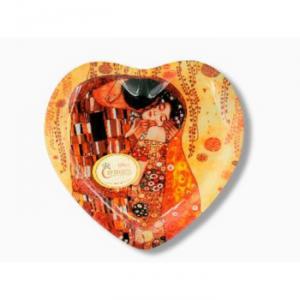 Klimt A csók mintájú üvegtányér, szív formával