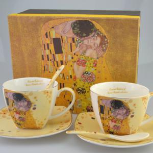 Klimt A Csók teás csésze + alátét 2 db díszdobozban