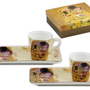 Klimt arany kávés csésze + alátét 2 db díszdobozban, új mintával