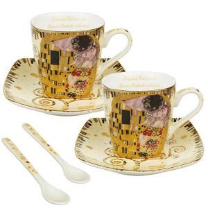 Klimt Csók és Életfa kávés csésze + alátét 2 db díszdobozban