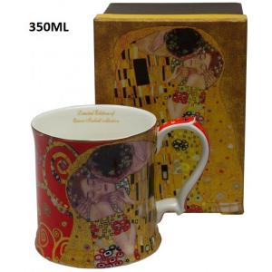 Klimt piros vagy ekrü bögre 350 ml, díszdobozban