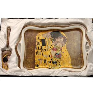 Klimt porcelán süteményes tál + torta lapát