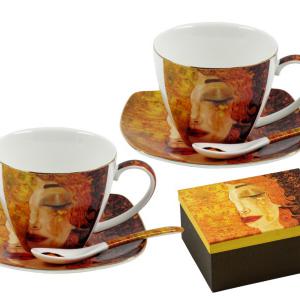 Klimt teás csésze + alátét + kiskanál 2 db-os szett díszdobozban