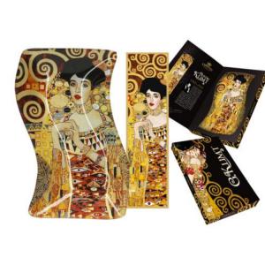 Klimt üvegtál - Adele mintával, könyvjelzővel