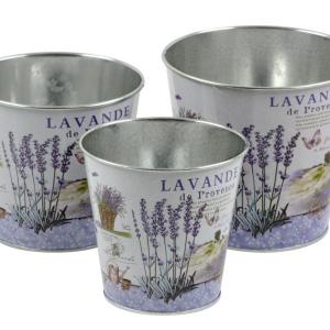 Levendulás 3 db-os fém kaspó szett