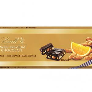 Lindt 300 gr prémium ét vagy tejcsokoládé naranccsal, mandulával